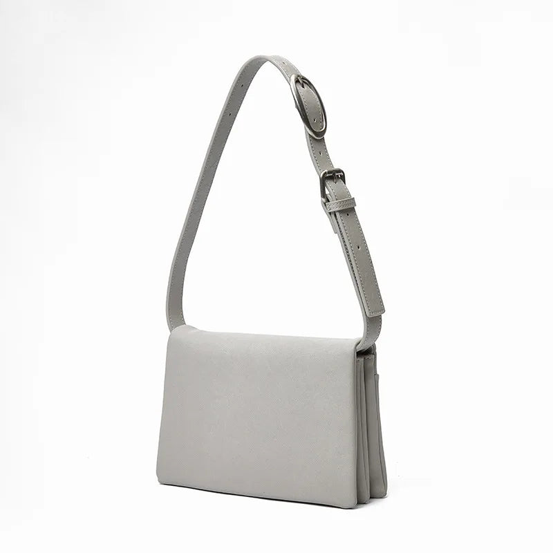 2024 New Simple Fashion Small Square Bag Korean Ins Style Elegant Commuter Geunine Leather Handbags Pure Color All-match Bolsas
