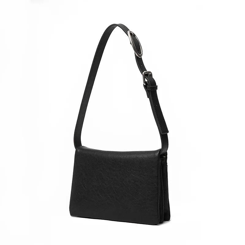 2024 New Simple Fashion Small Square Bag Korean Ins Style Elegant Commuter Geunine Leather Handbags Pure Color All-match Bolsas