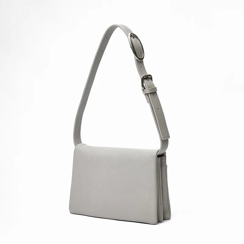 2024 New Simple Fashion Small Square Bag Korean Ins Style Elegant Commuter Geunine Leather Handbags Pure Color All-match Bolsas