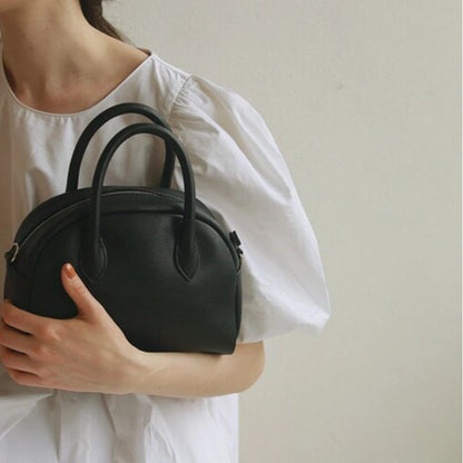 2024 New Simple Lady Boston Bag Lichee Pattern Soft Cowhide Handbag Commuter Casual All-match Versatile Purses Fashion Bolsos