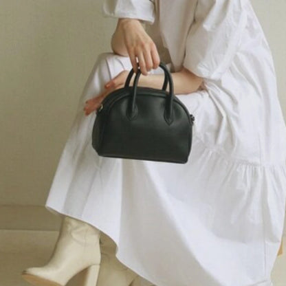 2024 New Simple Lady Boston Bag Lichee Pattern Soft Cowhide Handbag Commuter Casual All-match Versatile Purses Fashion Bolsos