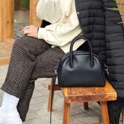 2024 New Simple Lady Boston Bag Lichee Pattern Soft Cowhide Handbag Commuter Casual All-match Versatile Purses Fashion Bolsos