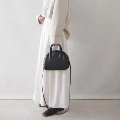 2024 New Simple Lady Boston Bag Lichee Pattern Soft Cowhide Handbag Commuter Casual All-match Versatile Purses Fashion Bolsos