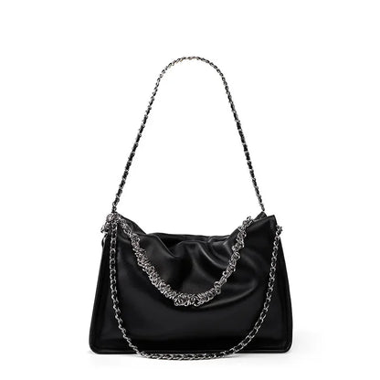 2024 New Single Shoulder Crossbody Small Armpit Fold Hand Chain Female Leather Tote Bag Leisure Everything Diagonal Span