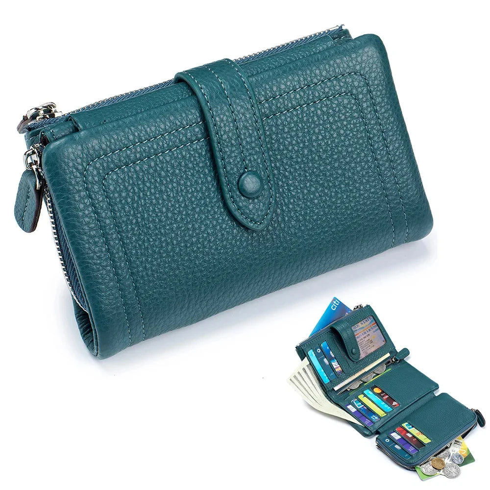 2024 New Soft Senior Sense Short Large Capacity Leather Fashion Folding Small Purse Multi-card Card Bag
