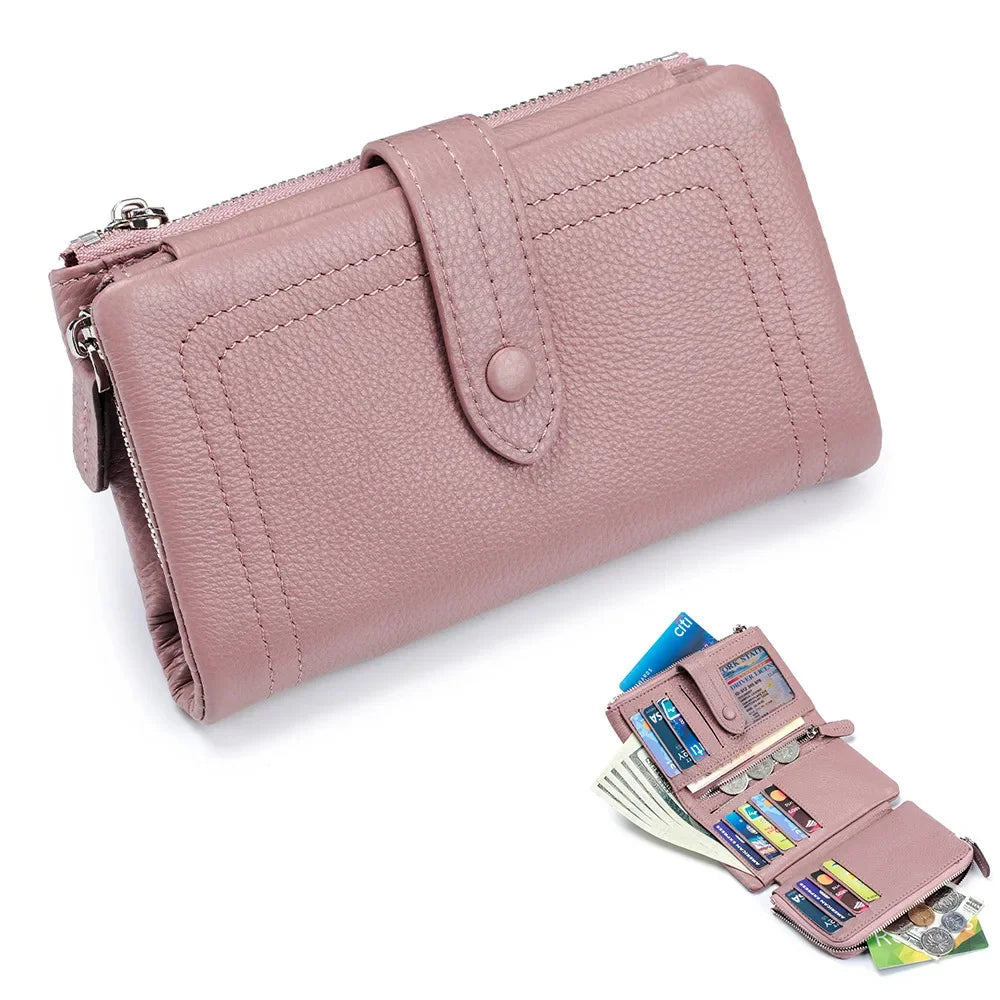 2024 New Soft Senior Sense Short Large Capacity Leather Fashion Folding Small Purse Multi-card Card Bag