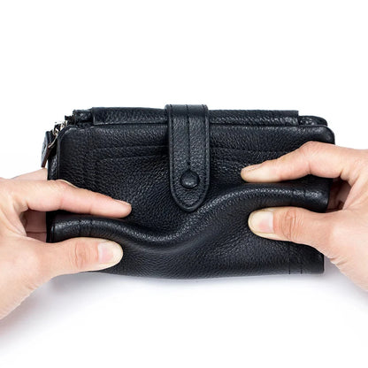 2024 New Soft Senior Sense Short Large Capacity Leather Fashion Folding Small Purse Multi-card Card Bag