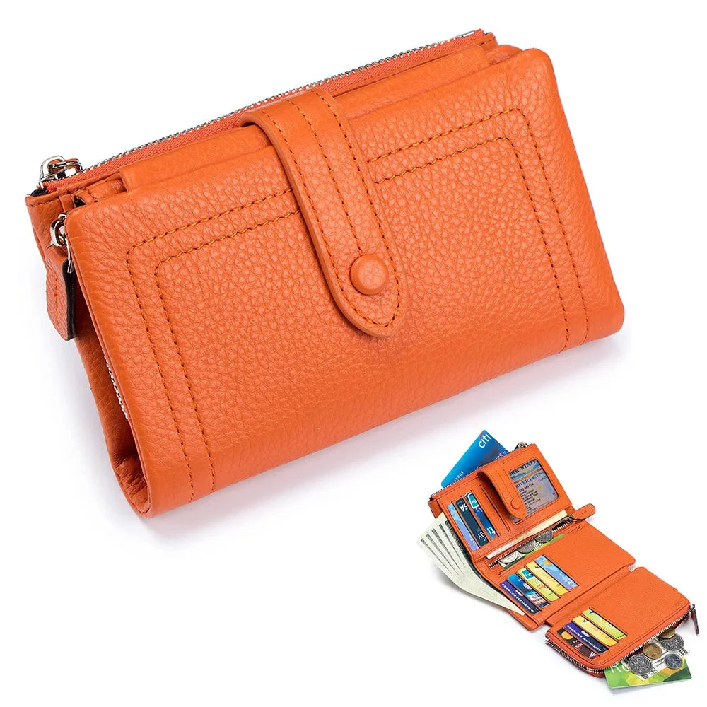 2024 New Soft Senior Sense Short Large Capacity Leather Fashion Folding Small Purse Multi-card Card Bag