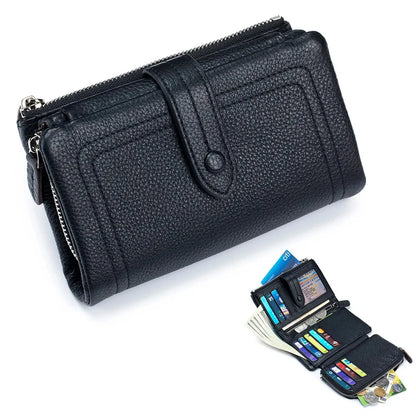 2024 New Soft Senior Sense Short Large Capacity Leather Fashion Folding Small Purse Multi-card Card Bag