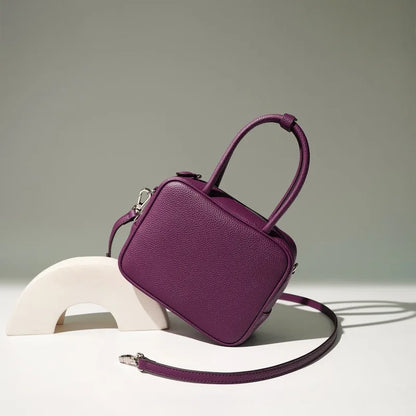 2024 New Solid Simple Small Square Bag Simple All-match High Quality Cowhide Handbags Large Capacity Zipper Commuter Purses