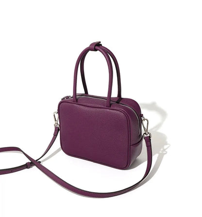 2024 New Solid Simple Small Square Bag Simple All-match High Quality Cowhide Handbags Large Capacity Zipper Commuter Purses