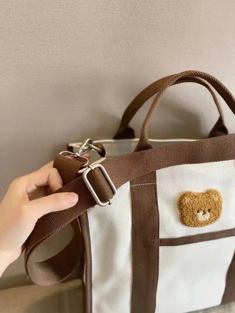 2024 New Trend Multi functional Women Handbag Lightweight Large Capacity Embroidery Canvas Shoulder Bag