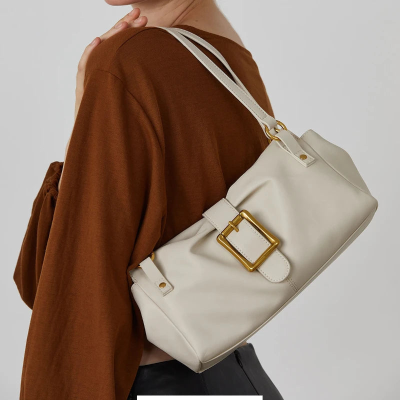 2024 New Underarm Shoulder Bags For Women Gashion Elegant Cowhide Handbags Commuter All-match Purses Clutch Female Bolsas