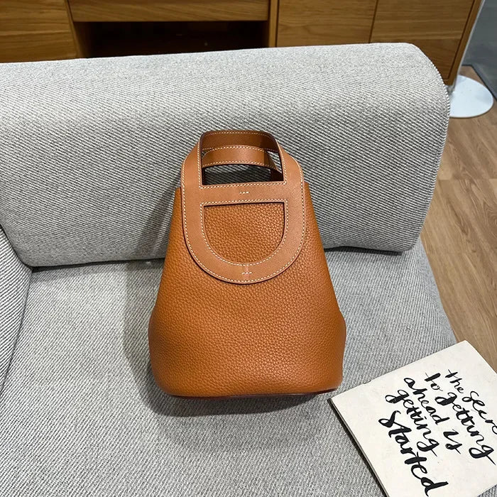 2024 New Vegetable Basket Bag First Layer Cowhide Large Capacity Portable Bucket Bag Women's Bag Designer Bags Luxury
