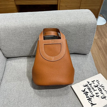 2024 New Vegetable Basket Bag First Layer Cowhide Large Capacity Portable Bucket Bag Women's Bag Designer Bags Luxury