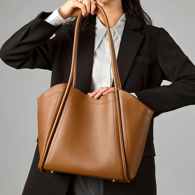 2024 New Vintage Commuter Tote Bag Fashion High Quality Soft Cowhide Shoulder Bags Female Handbags Luxury Designer Blsos Mujer
