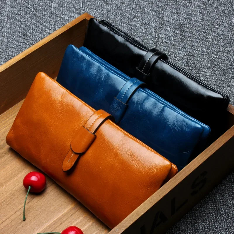 2024 New Wallet Long Women's Wallet Large Capacity First Layer Cowhide Clutch Coin Purse Card Designer Bags Luxury