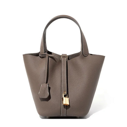 2024 New Water Bucket Baocai Basket Women's Bag Genuine Leather Handbag Mommy Bag Bridal Wedding Bag Luxury