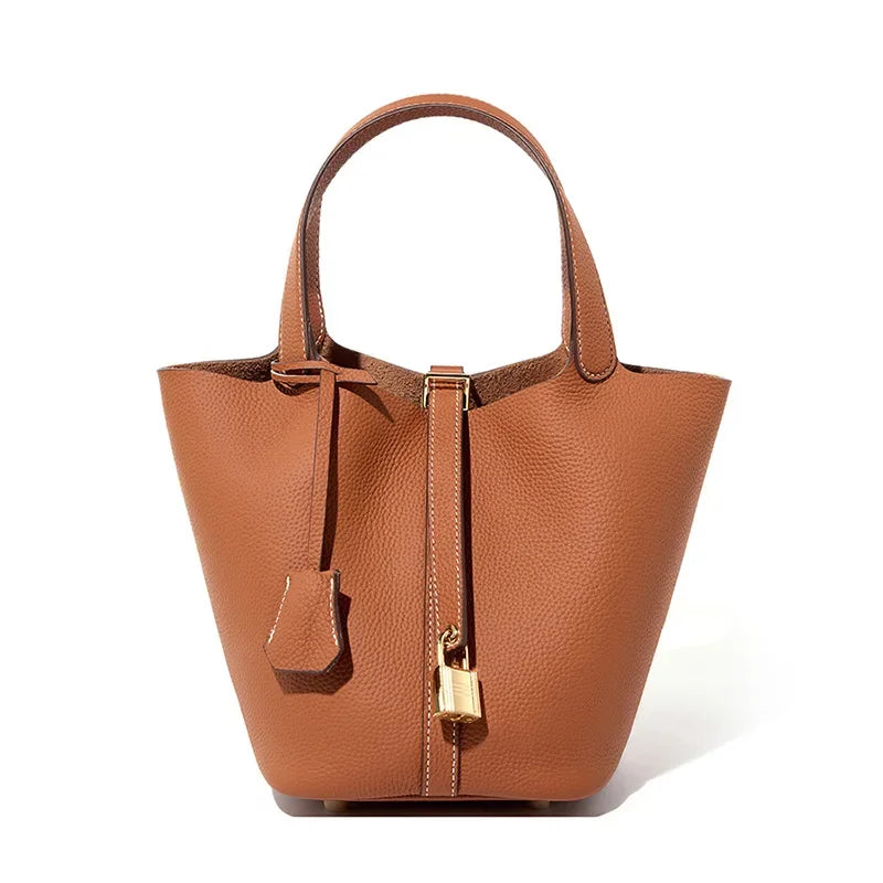 2024 New Water Bucket Baocai Basket Women's Bag Genuine Leather Handbag Mommy Bag Bridal Wedding Bag Luxury