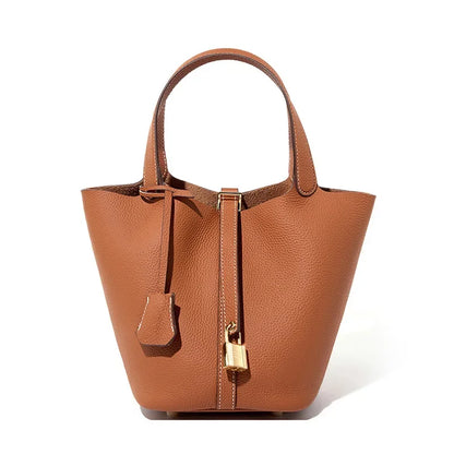 2024 New Water Bucket Baocai Basket Women's Bag Genuine Leather Handbag Mommy Bag Bridal Wedding Bag Luxury