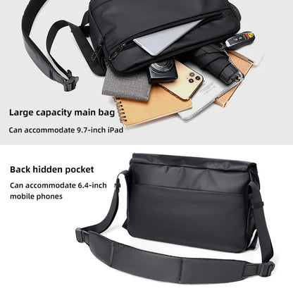 2024 New Waterproof Black Shoulder Bag Men Vintage Motorcycle Travel Bag Large Business Casual Crossbody Bags for women