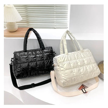 2024 New Winter Fashion Shiny Warm Down Shoulder Bags For Women Nylon Waterproof High Capacity Crossbody Bag Female Handbags