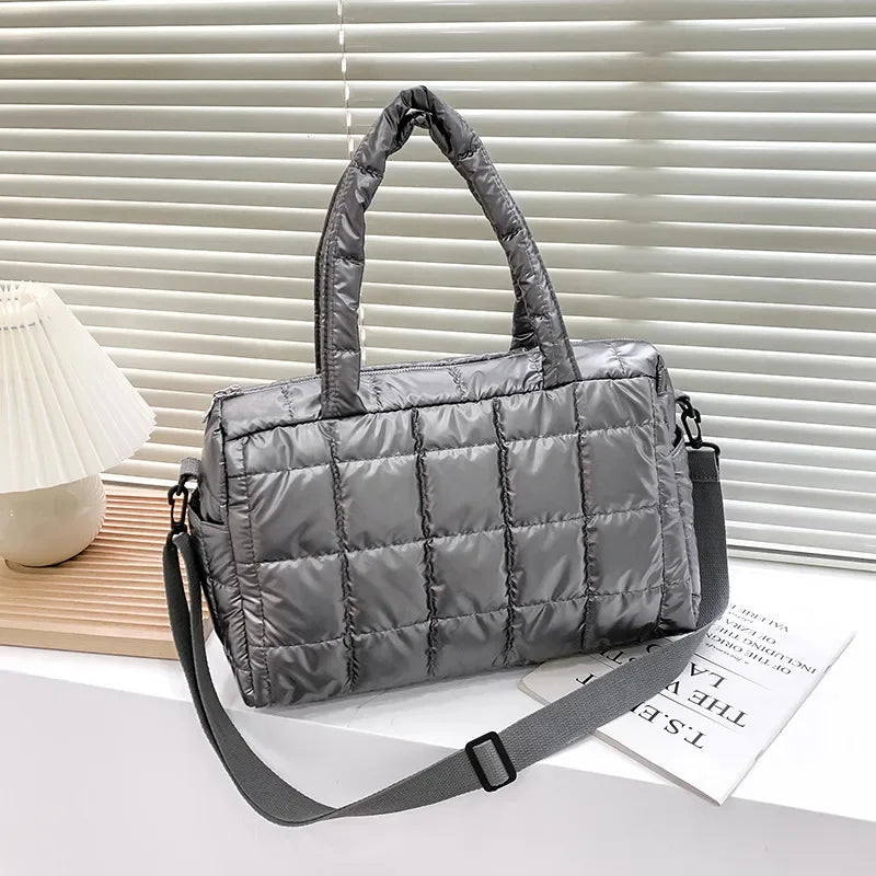 2024 New Winter Fashion Shiny Warm Down Shoulder Bags For Women Nylon Waterproof High Capacity Crossbody Bag Female Handbags