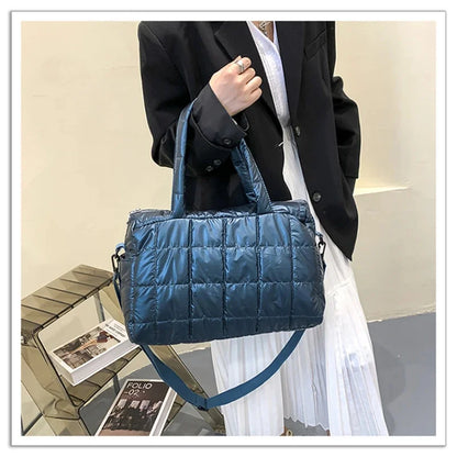 2024 New Winter Fashion Shiny Warm Down Shoulder Bags For Women Nylon Waterproof High Capacity Crossbody Bag Female Handbags