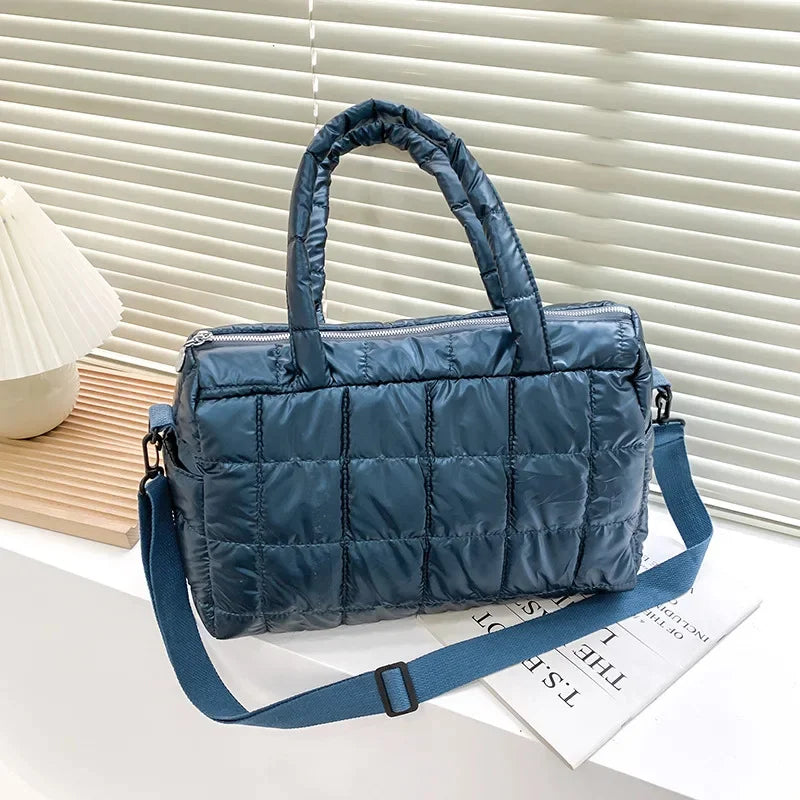 2024 New Winter Fashion Shiny Warm Down Shoulder Bags For Women Nylon Waterproof High Capacity Crossbody Bag Female Handbags