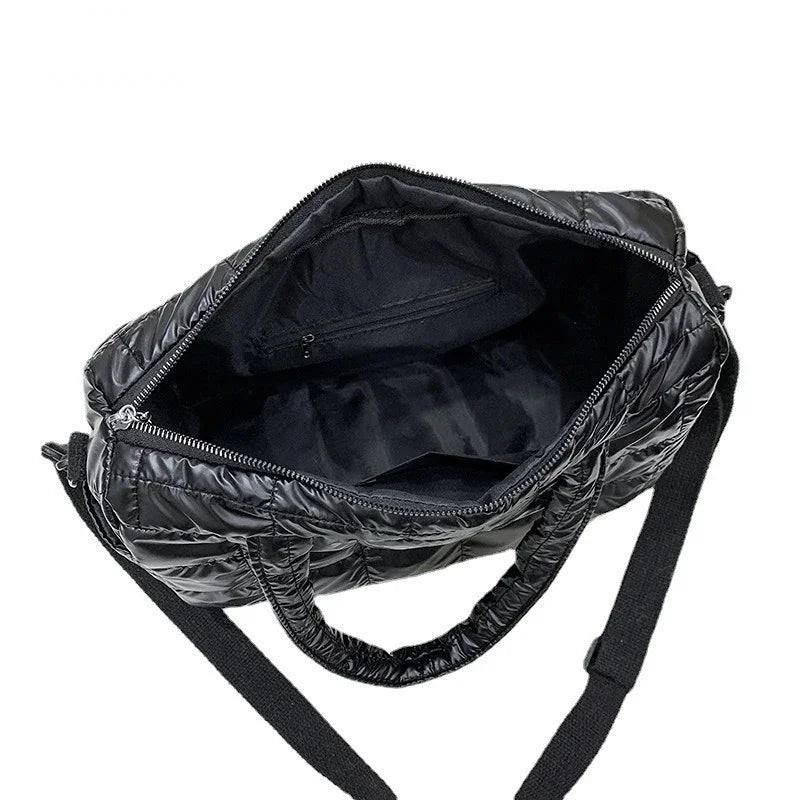 2024 New Winter Fashion Shiny Warm Down Shoulder Bags For Women Nylon Waterproof High Capacity Crossbody Bag Female Handbags