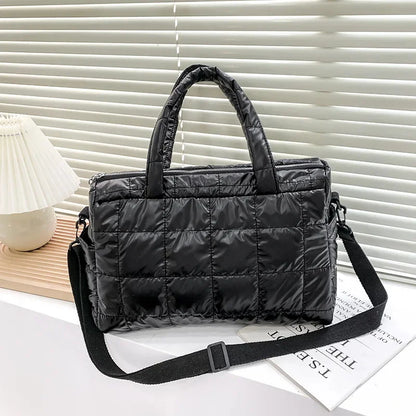 2024 New Winter Fashion Shiny Warm Down Shoulder Bags For Women Nylon Waterproof High Capacity Crossbody Bag Female Handbags