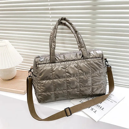 2024 New Winter Fashion Shiny Warm Down Shoulder Bags For Women Nylon Waterproof High Capacity Crossbody Bag Female Handbags