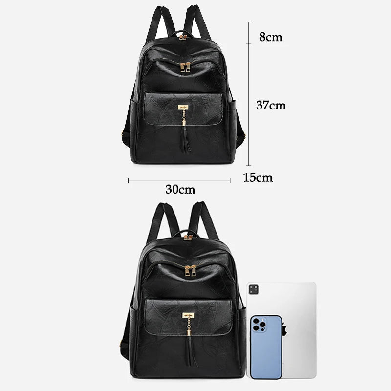 2024 New Women Backpack High Quality Leather Backpack Multifunction Shoulder Bags School Bags for Teenager Girls Bagpack Mochila