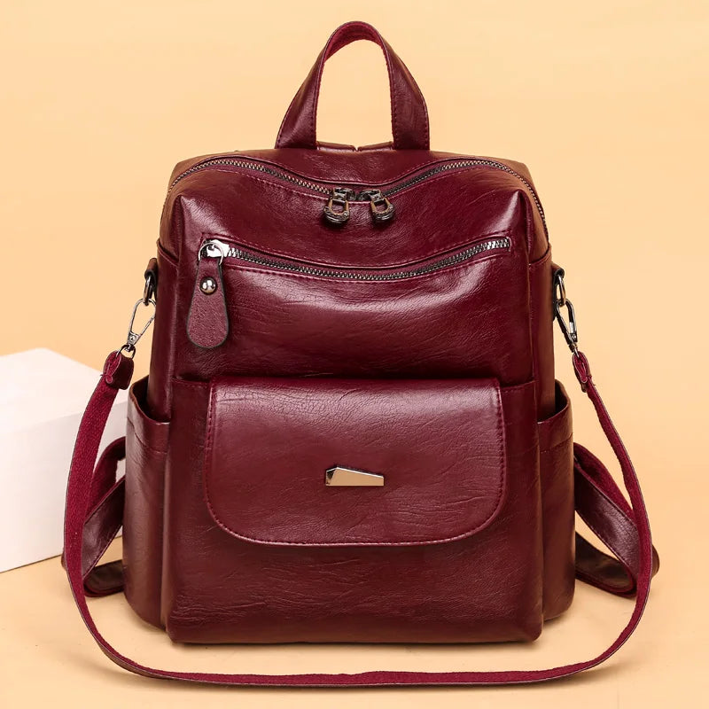 2024 New Women Backpack High Quality Leather Backpack Multifunction Shoulder Bags School Bags for Teenager Girls Bagpack Mochila