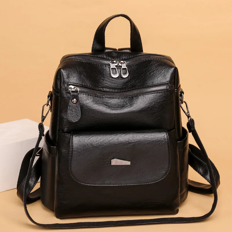 2024 New Women Backpack High Quality Leather Backpack Multifunction Shoulder Bags School Bags for Teenager Girls Bagpack Mochila