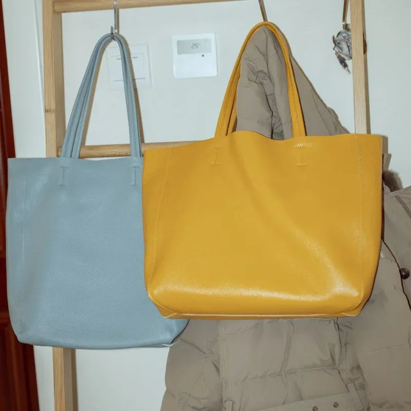 2024 New Women Bag Large Capacity Commuter Totes Simple Luxury Cowhide Leather Portable Shoulder Bag Versatile Casual Bolsos