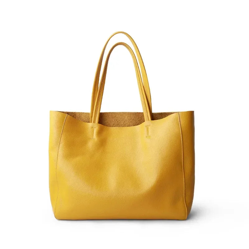 2024 New Women Bag Large Capacity Commuter Totes Simple Luxury Cowhide Leather Portable Shoulder Bag Versatile Casual Bolsos
