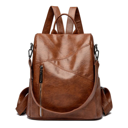 2024 New Women's Anti theft Backpack Large Capacity Female Single Shoulder Bag High Quality Soft Leather School Student Bookpack