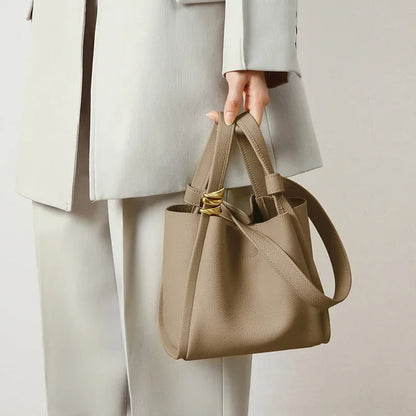 2024 New Women's Bag Bucket Bag Shoulder Bag Large Capacity Genuine Leather Portable Vegetable Basket Bags Luxury Handbags