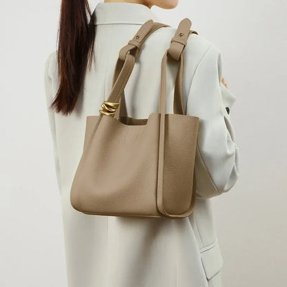 2024 New Women's Bag Bucket Bag Shoulder Bag Large Capacity Genuine Leather Portable Vegetable Basket Bags Luxury Handbags