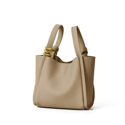 2024 New Women's Bag Bucket Bag Shoulder Bag Large Capacity Genuine Leather Portable Vegetable Basket Bags Luxury Handbags