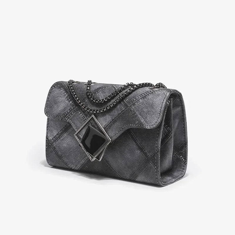 2024 New Women's Bag Denim Pattern Simple and Versatile Chain Crossbody Bag Diamond Embossed Small Square Bags Shoulder Bags