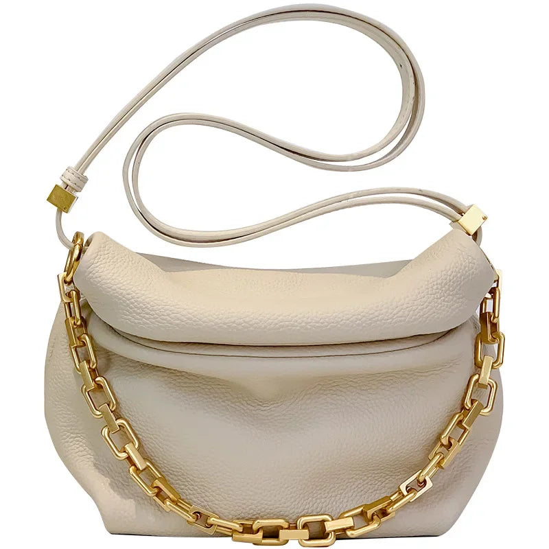 2024 New Women's Bag Genuine Leather Pleated Cloud Bags Chain Bag Shoulder Crossbody Bag Luxury Handbags  Bags for Women