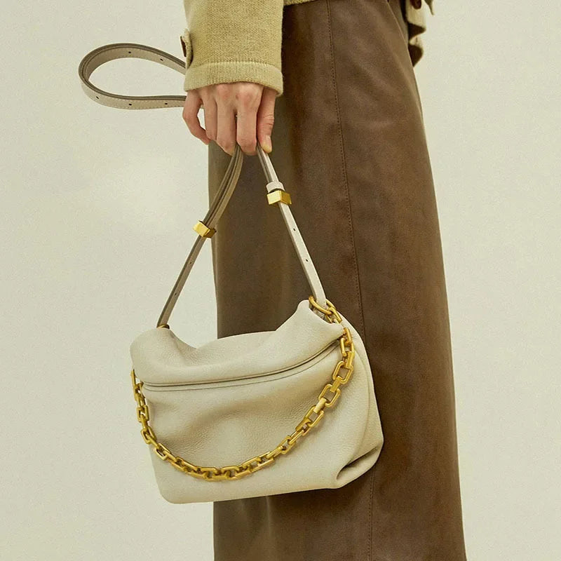 2024 New Women's Bag Genuine Leather Pleated Cloud Bags Chain Bag Shoulder Crossbody Bag Luxury Handbags  Bags for Women