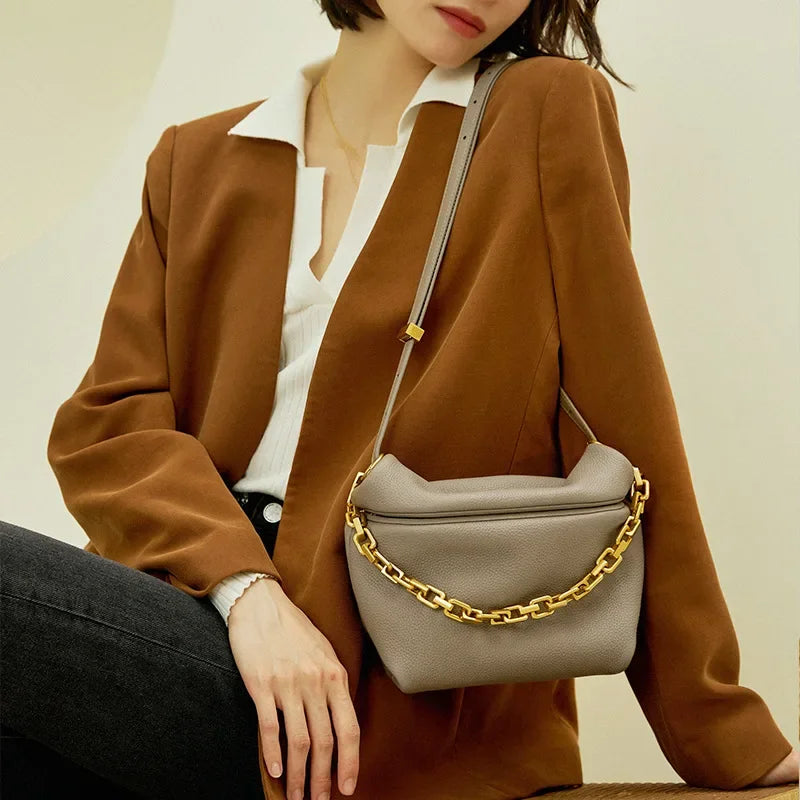 2024 New Women's Bag Genuine Leather Pleated Cloud Bags Chain Bag Shoulder Crossbody Bag Luxury Handbags  Bags for Women