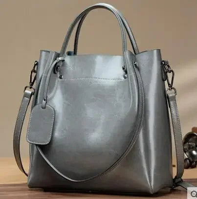 2024 New Women's Bag Genuine Leather Shoulder Crossbody Bag Handheld Large Bags Oiled Waxed Cow Leather Bag Luxury Bags