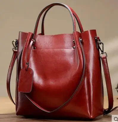 2024 New Women's Bag Genuine Leather Shoulder Crossbody Bag Handheld Large Bags Oiled Waxed Cow Leather Bag Luxury Bags