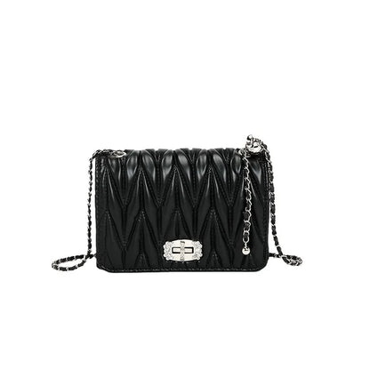 2024 New Women's Bags, Fashionable and Versatile Pleated Chain Cross-body Bags, Handbags, Temperament and Charm