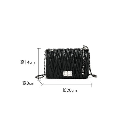 2024 New Women's Bags, Fashionable and Versatile Pleated Chain Cross-body Bags, Handbags, Temperament and Charm