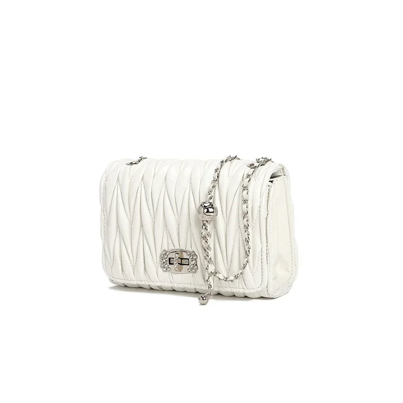 2024 New Women's Bags, Fashionable and Versatile Pleated Chain Cross-body Bags, Handbags, Temperament and Charm